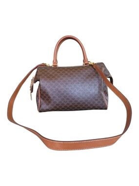 Celine Macadam Triomphe Leather Coated  Canvas Boston Satchel